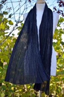 hedvábný šál habotai 200*90 cm, ČERNÁ